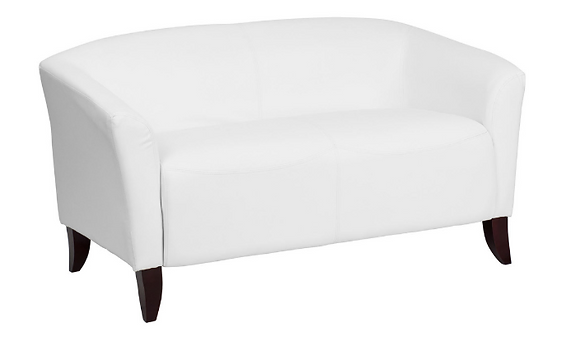 White Leather Love Seat