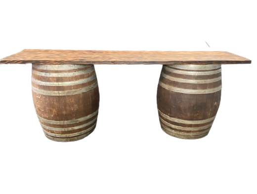 Wine Barrel With Plank Bar